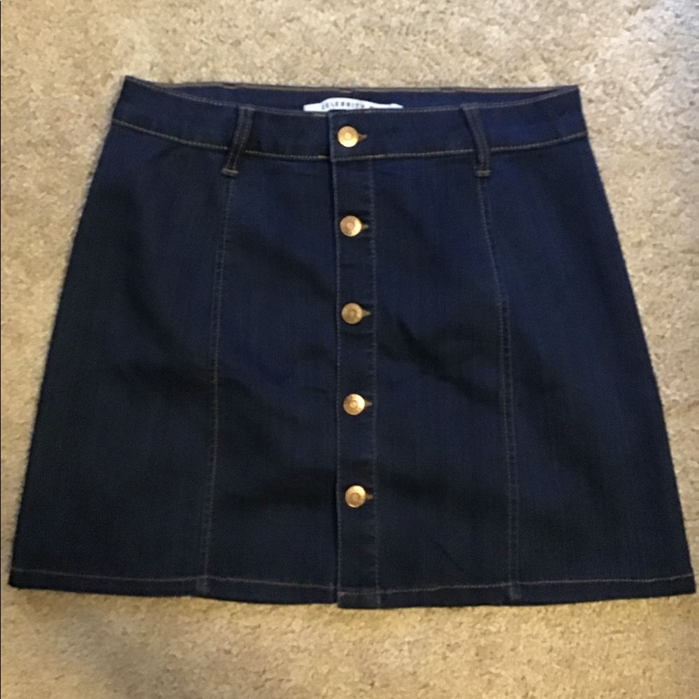 Dark Denim Button Down Skirt